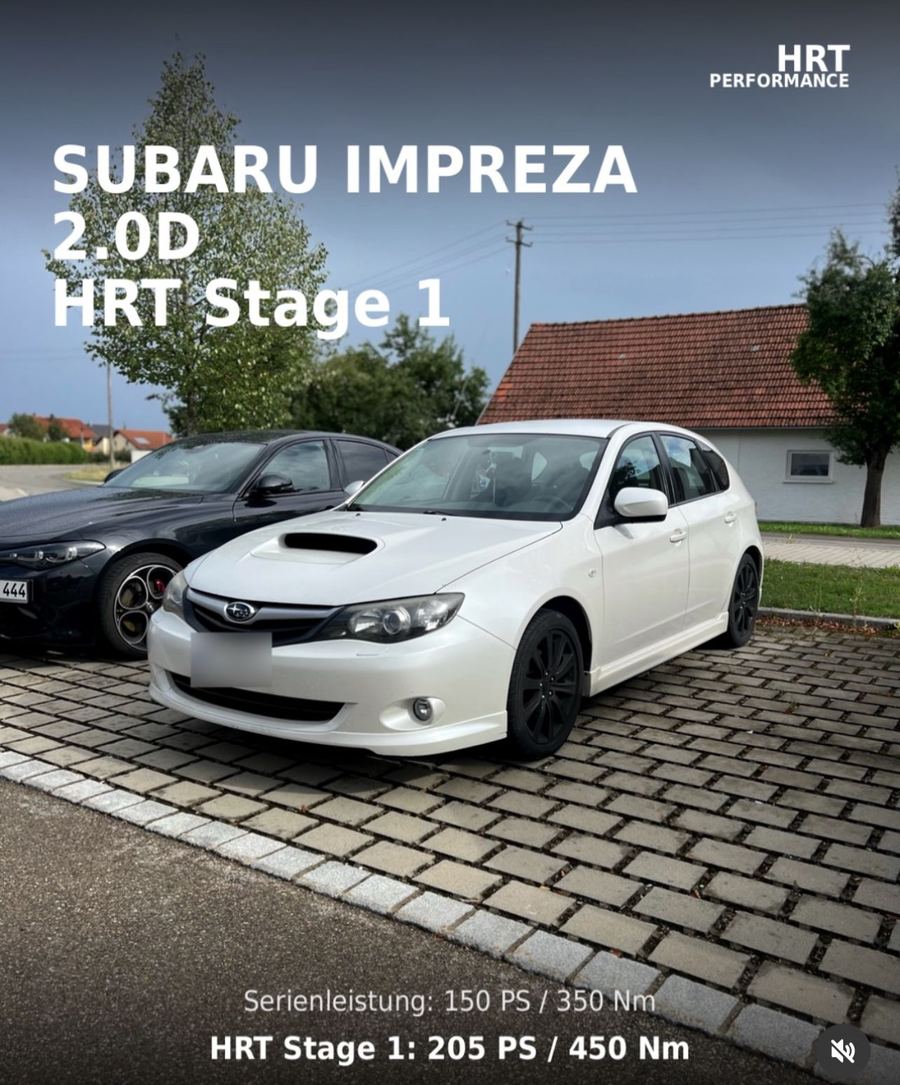 Subaru Impreza 2.0D nach HRT Stage 1: Serie 150 PS / 350 Nm, danach 205 PS / 450 Nm